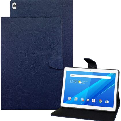 TGK Plain Design Leather Flip Stand Case Cover for Lenovo Tab M10 X505X Cover TB-X505F TB-X505L TB-X505X TB-X605L TB-X605F – Blue