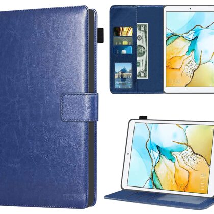 TGK Multi Protective Leather Case with Viewing Stand and Card Slots Flip Cover for Honor Pad 5 8 inch [Release, 2019, July] (Blue)