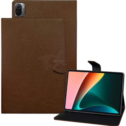 TGK Plain Design Leather Flip Stand Case Cover for Xiaomi Mi Pad 5 Cover 11 inch Tablet (Brown)