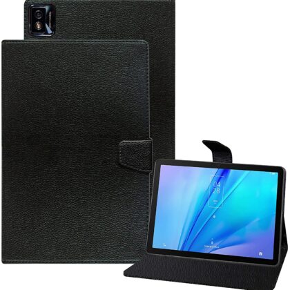 TGK Executive Leather Folio Flip Case Cover with Viewing Stand Compatible for TCL Tab 10s 10.1 inches Tablet 25.65 cm – Black