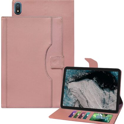 TGK Multi-Angle with Viewing Stand Leather Flip Case Cover for Nokia T20 Tab 10.36 Inch 2021 Model TA-1392 TA-1394 TA-1397 / Nokia Tab T20 10.4 inch Tablet – Pink