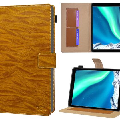 TGK Pattern Multi Protective Leather Flip Case Cover for Panasonic Tab 8 HD Tablet 8 inch (Brown)