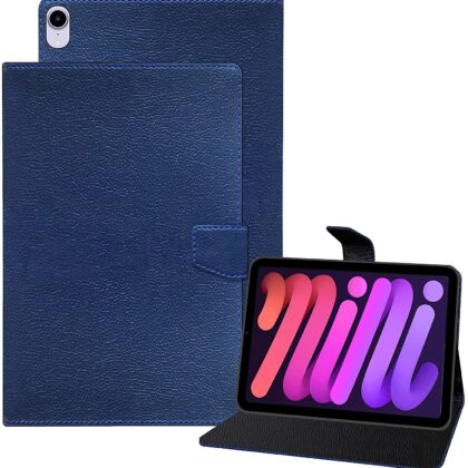 TGK Executive Adjustable Stand Leather Flip Case Cover for iPad Mini 6 (8.3 inch, 6th Gen) Dark Blue