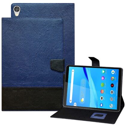 TGK Dual Color Design Leather Flip Case Cover for Lenovo Tab M8 FHD 8 inch 2nd Gen TB-8705F/N/X (Blue, Black)