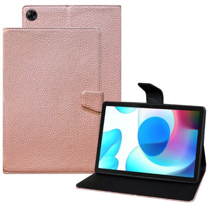 TGK Texture Leather Case with Viewing Stand Flip Cover for Realme Pad 10.4 inch Tablet [RMP2102/ RMP21023] Rose Gold