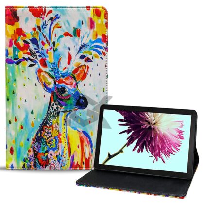 TGK Printed Classic Design Leather Folio Flip Case with Viewing Stand Protective Cover for Lenovo Tab 4 10 / Tab 4 10 Plus (Deer-Painting)