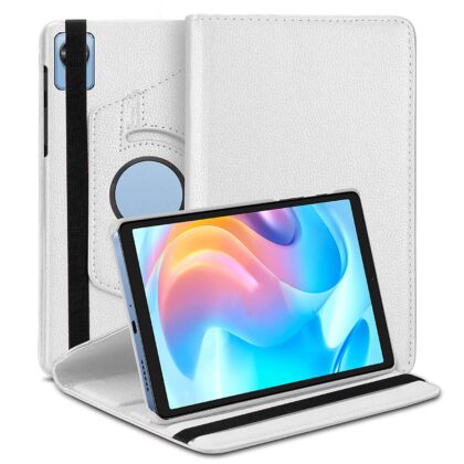 TGK 360 Degree Rotating Leather Stand Case Cover for Realme Pad Mini 8.68 inch Tablet (White)