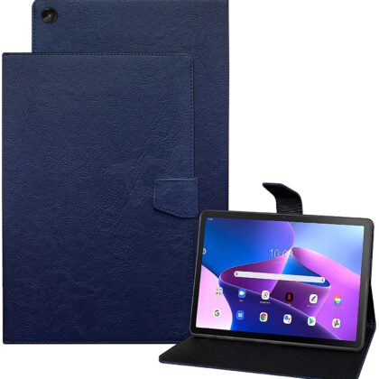 TGK Plain Design Leather Flip Stand Case Cover for Lenovo Tab M10 FHD Plus (3rd Gen) 10.6 inch Tablet TB125FU / TB128XU with Precise Cutouts (Blue)