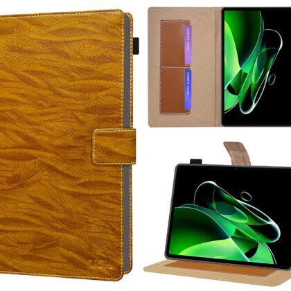 TGK Pattern Protective Leather Case with Viewing Stand and Card Slots Flip Case Cover for Realme Pad X 11 inch Tablet with Stylus Pen Holder (Brown)