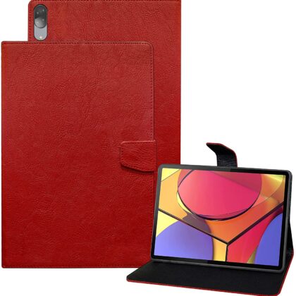 TGK Plain Design Leather Flip Stand Case Cover for Lenovo Tab P11 Pro 11.5 Inch Tablet 2020 Model (TB-J706F/J706L) (Red)