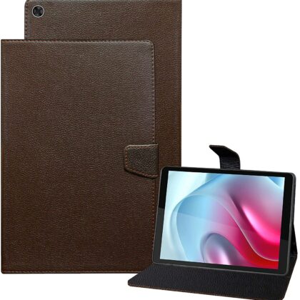 TGK Executive Adjustable Stand Leather Flip Case Cover for Motorola Tab G20 8 inch (Dark Brown)