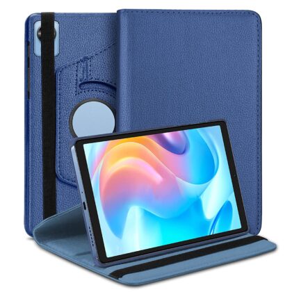 TGK 360 Degree Rotating Leather Stand Case Cover for Realme Pad Mini 8.68 inch Tablet (Dark Blue)