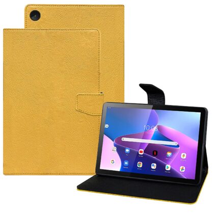 TGK Plain Design Leather Folio Flip Case with Viewing Stand Protective Cover for Lenovo Tab M10 FHD 3rd Gen 10.1 inch (25.65 cm) Model TB328FU / TB328XU (Yellow)