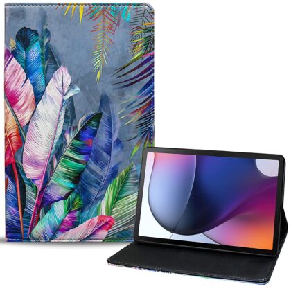 TGK Printed Classic Design with Viewing Stand Leather Flip Case Cover for Motorola Moto Tab G62 10.6 inch Tablet | Motorola Tab G62 with Precise Cutouts (Colorful Feathers)