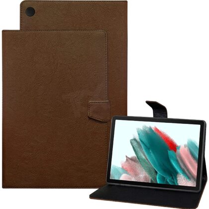 TGK Plain Design Leather Flip Stand Case Cover for Samsung Galaxy Tab A8 10.5 inch [SM-X200/X205/X207] 2022 (Brown)