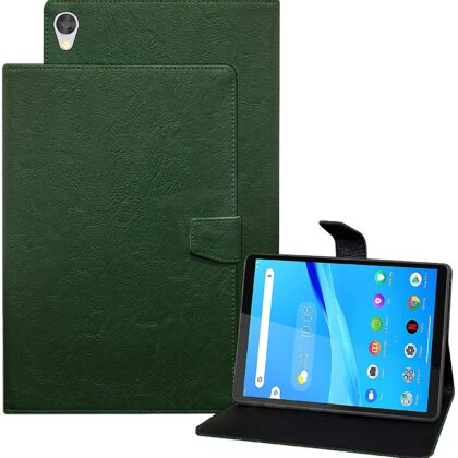 TGK Plain Design Leather Flip Stand Case Cover for Lenovo Tab M8 FHD Cover 8 inch (2nd Gen) TB-8705F, TB-8705N, TB-8705X (Green)