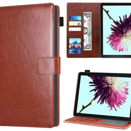 TGK Multi Protective Wallet Leather Flip Stand Case Cover for Lenovo Tab 4 10 Cover / Tab 4 10 Plus, Brown