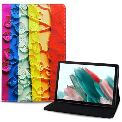 TGK Rainbow Design Leather Folio Flip Case with Viewing Stand Protective Cover for Samsung Galaxy Tab A8 10.5 Inch 2022 (SM-X200/SM-X205/SM-X207) (Leaf_Pattern_1)