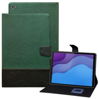 TGK Dual Color Design Leather Flip Case Cover for Lenovo Tab M10 HD 2nd Gen TB-X306X / Smart Tab M10 HD 2nd Gen TB-X306F (Green, Black)