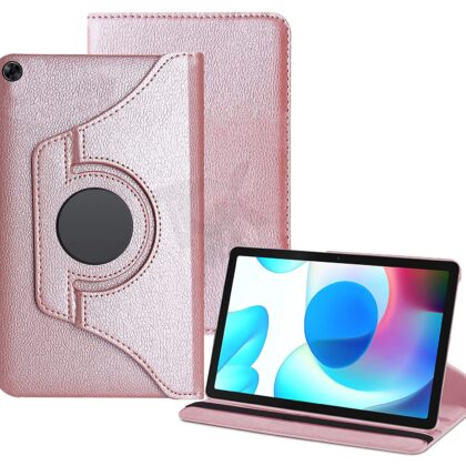 TGK 360 Degree Rotating Leather Stand Case Cover for Realme Pad 10.4 inch (Rose Gold)