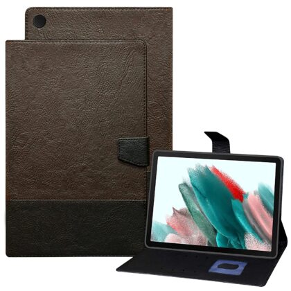 TGK Dual Color Design Leather Flip Case Cover for Samsung Galaxy Tab A8 10.5 inch(265m) [SM-X200/X205/X207] 2022 (Brown, Black)