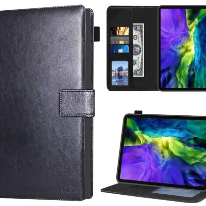 TGK Multi Protective Wallet Leather Flip Stand Case Cover for iPad Pro 11 inch 2022/2021 4th/3rd Gen, Black