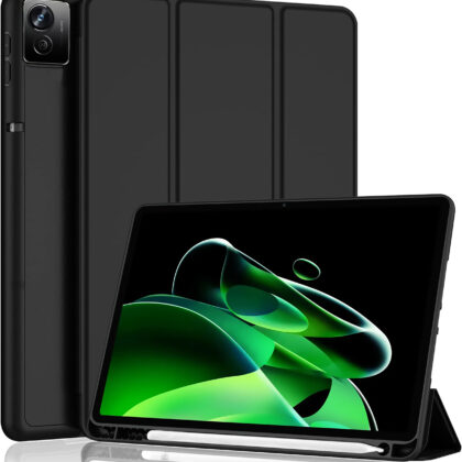 TGK Soft Flexible with Pencil Holder Trifold Flip Back Case for realme Pad X 11 inch Tablet (Black)