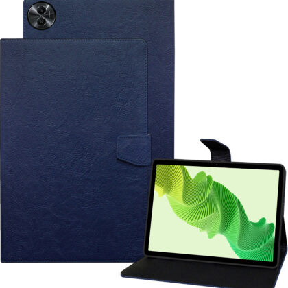 TGK Plain Design Leather Flip Case Cover for realme Pad 2 11.5 inch Tablet (Blue)