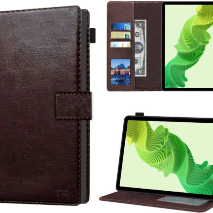 TGK Multi Protective Leather Flip Stand Case Cover for realme Pad 2 11.5 inch Tablet (Dark Brown)